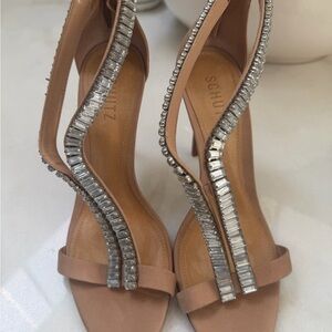 SCHUTZ Nude and Silver Embellished Heels new no box
